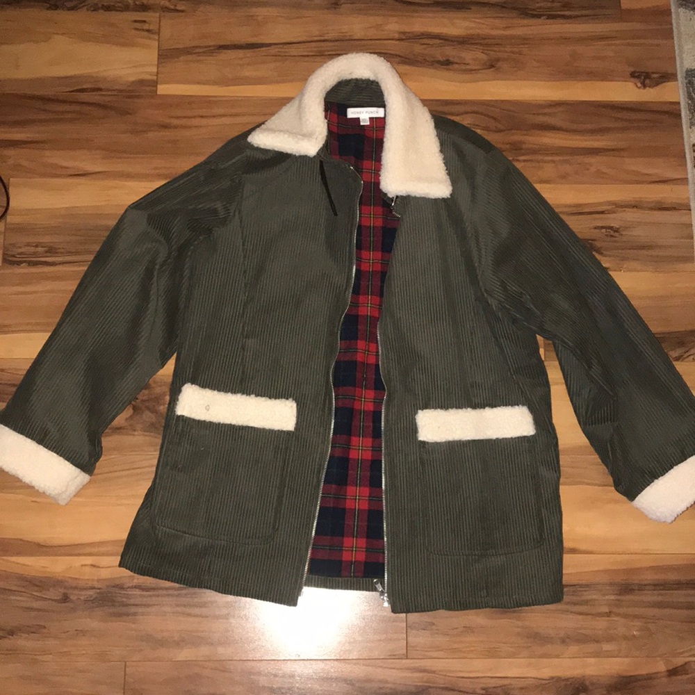 Green Corduroy Sherpa Jacket